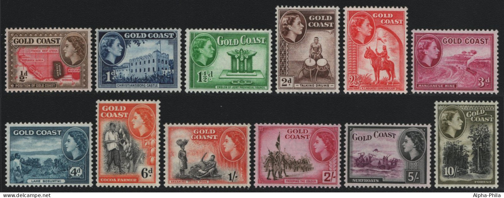 Goldküste 1952 - Mi-Nr. 138-149 ** - MNH - Queen Elizabeth II (I) - Goudkust (...-1957)