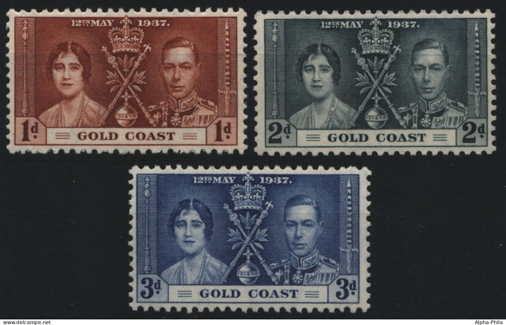 Goldküste 1937 - Mi-Nr. 102-104 ** - MNH - Krönung Georg V - Côte D'Or (...-1957)