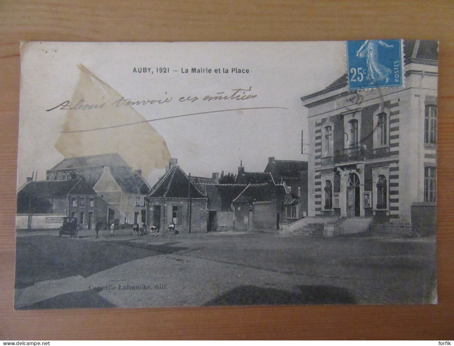 Auby (Nord) - 1921, La Mairie Et La Place - Carte Circulée - Auby