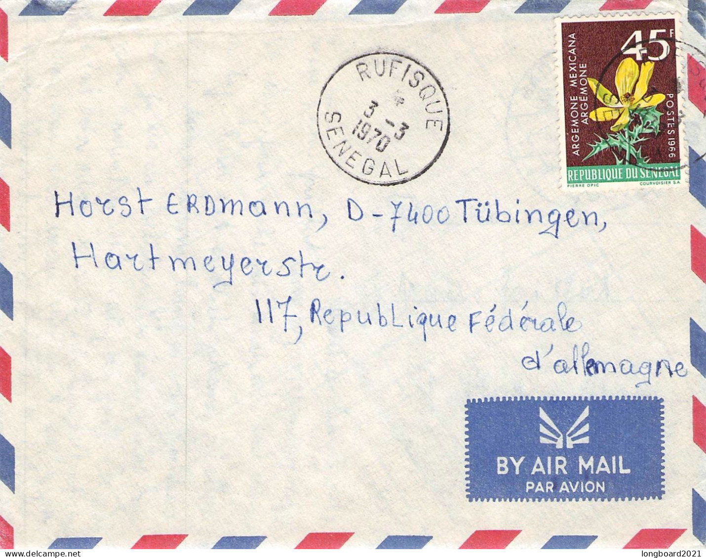 SENEGAL - AIRMAIL 1970 - TÜBINGEN/DE /1494 - Sénégal (1960-...)