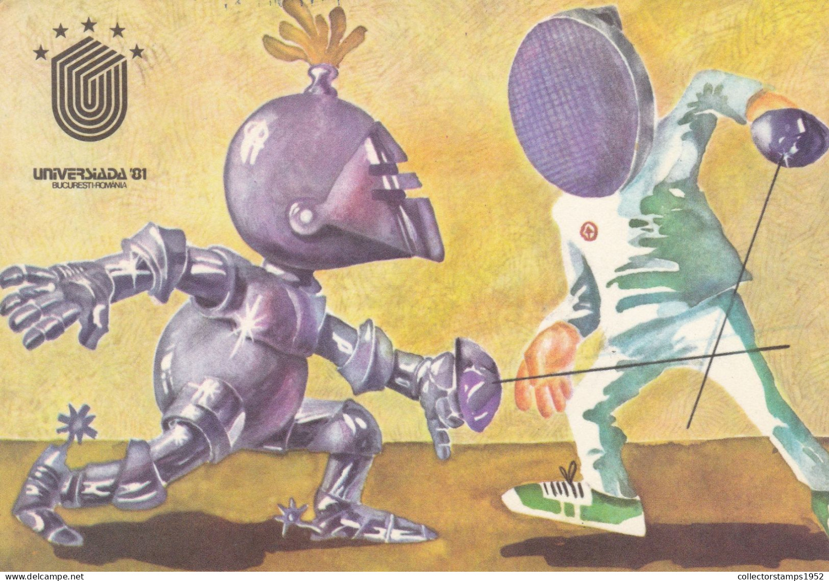 ARMOR, SWORD, PEOPLE, SPORT, POSTCARD, ROMANIA - Fencing