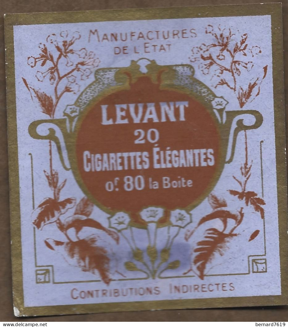 Publicite  - En  Papier -periode 1914 - 1918  Cigarette  Elegantes Levant -    Manufactures De L'etat   0 F 80  La Boite - Other & Unclassified