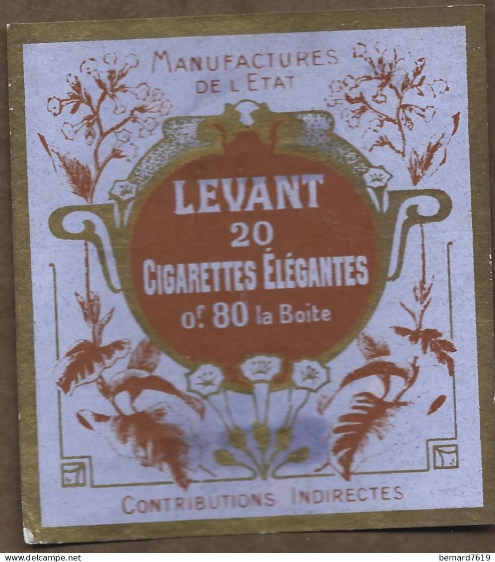 Publicite  - En  Papier -periode 1914 - 1918  Cigarette  Elegantes Levant -    Manufactures De L'etat   0 F 80  La Boite - Autres & Non Classés
