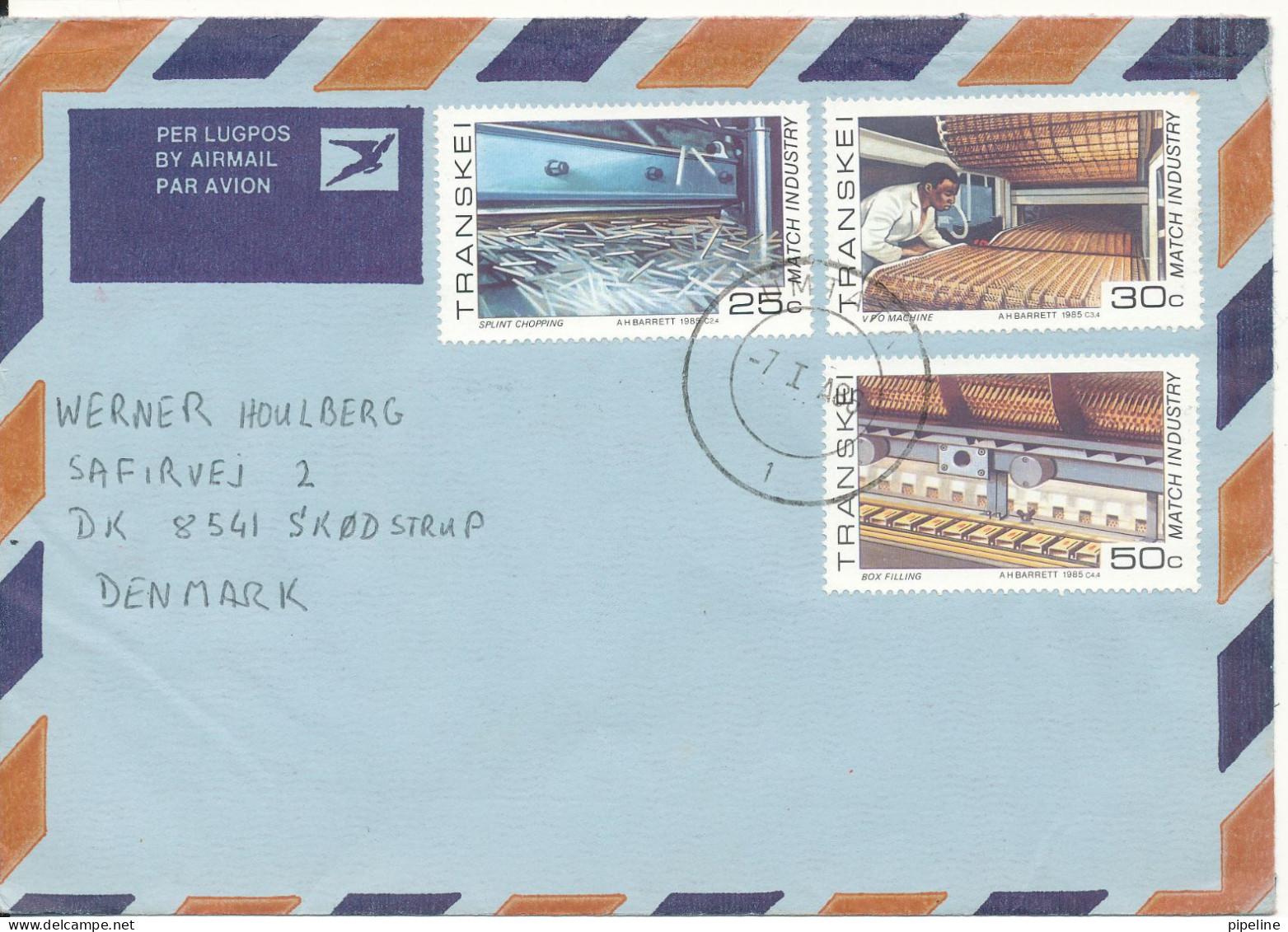 Transkei Air Mail Cover Sent To Denmark 7-1-1986 Topic Stamps - Transkei