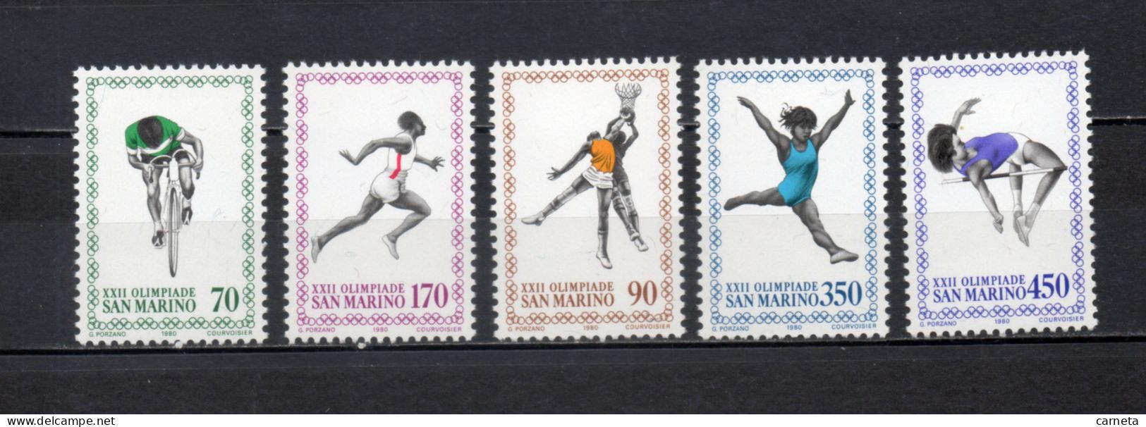 SAINT MARIN   N° 1013 à 1017  NEUFS SANS CHARNIERE    COTE  2.75€    JEUX OLYMPIQUES MOSCOU SPORT - Unused Stamps