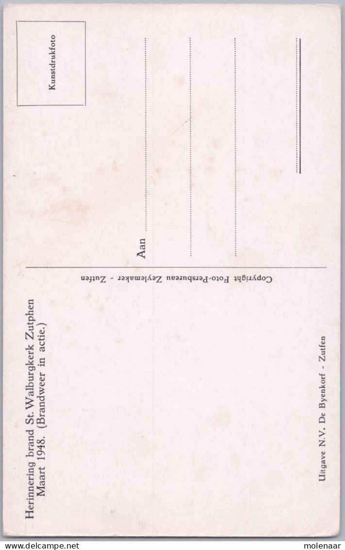 Postkaarten > Europa > Nederland > Gelderland > Zutphen St. Walburgkerk Brand 1948 Ongebruikt (13569) - Zutphen