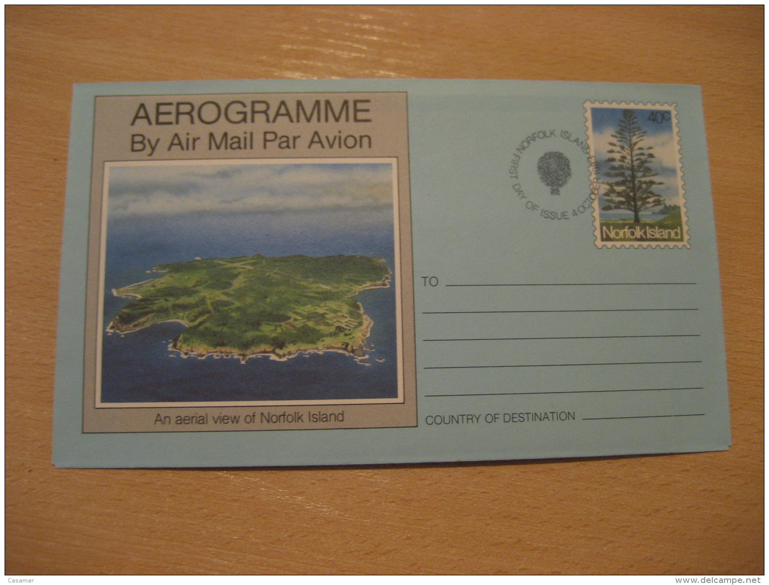 1983 Aerogramme By Air Mail Par Avion FDC Cancel Tree NORFOLK ISLAND - Norfolk Island