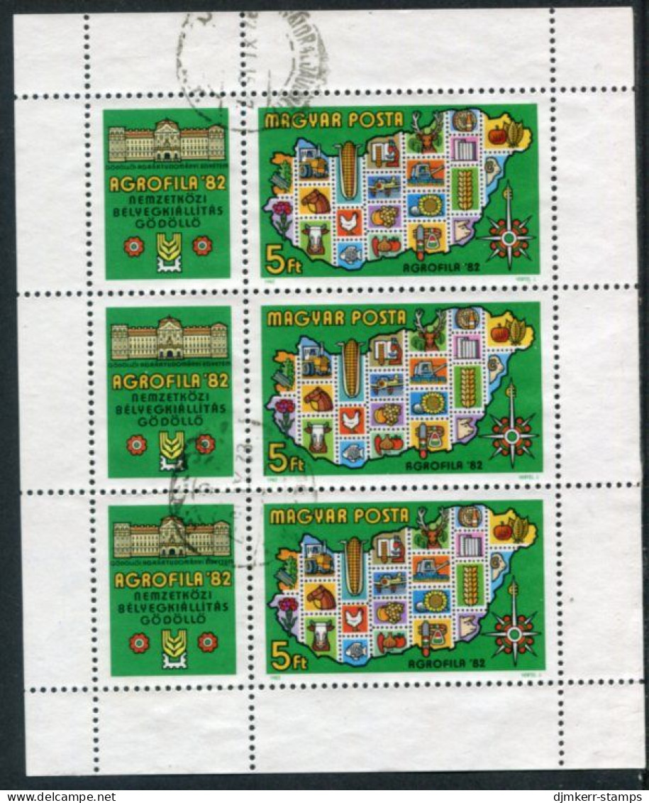 HUNGARY 1982 AGROFILA Stamp Exhibition Sheetlet Used.  Michel 3575 Kb - Gebraucht