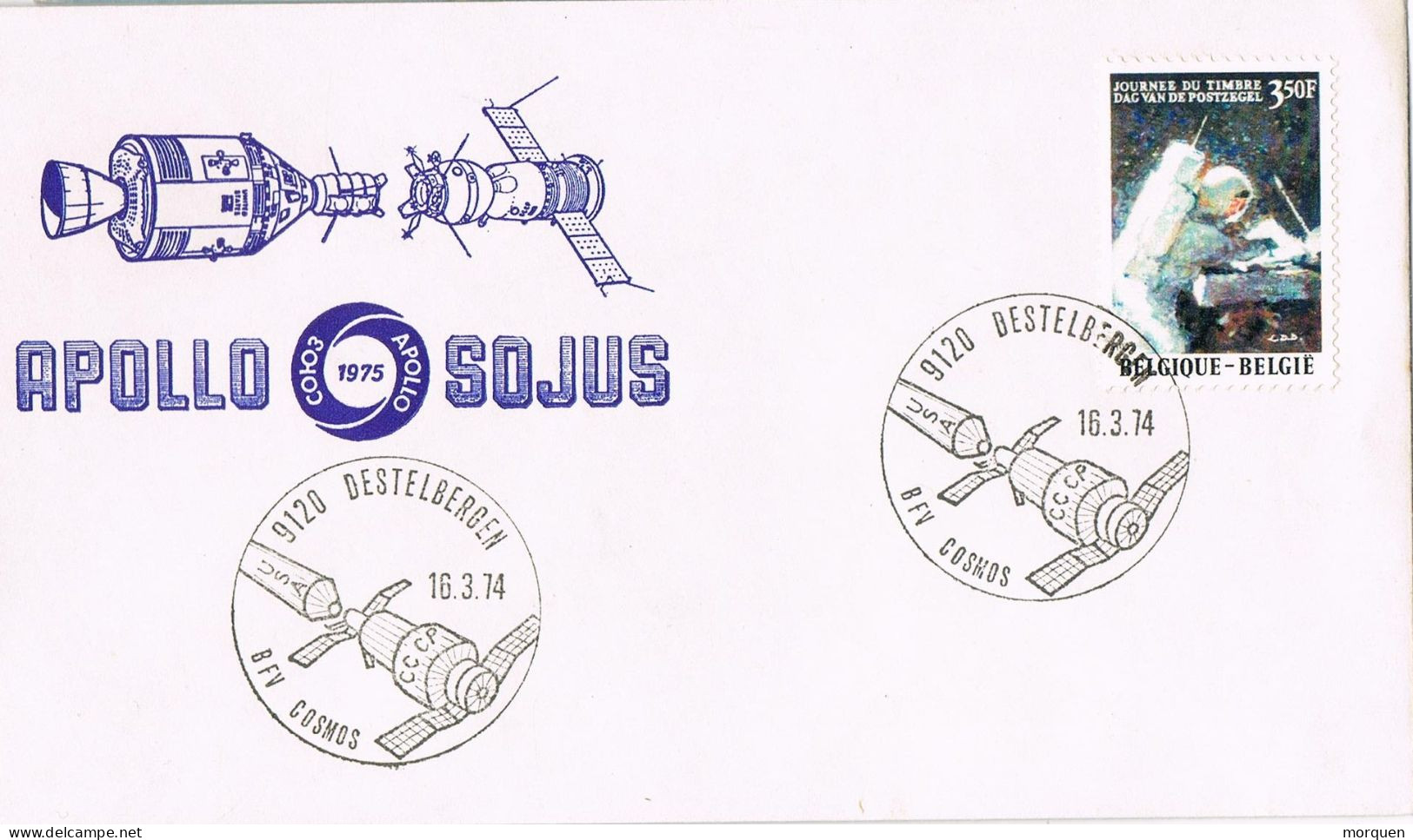 53285. Carta DESTELBERGEN (Belgien) 1974. SPACE, Espacio APOLLO - SOYUZ - Covers & Documents