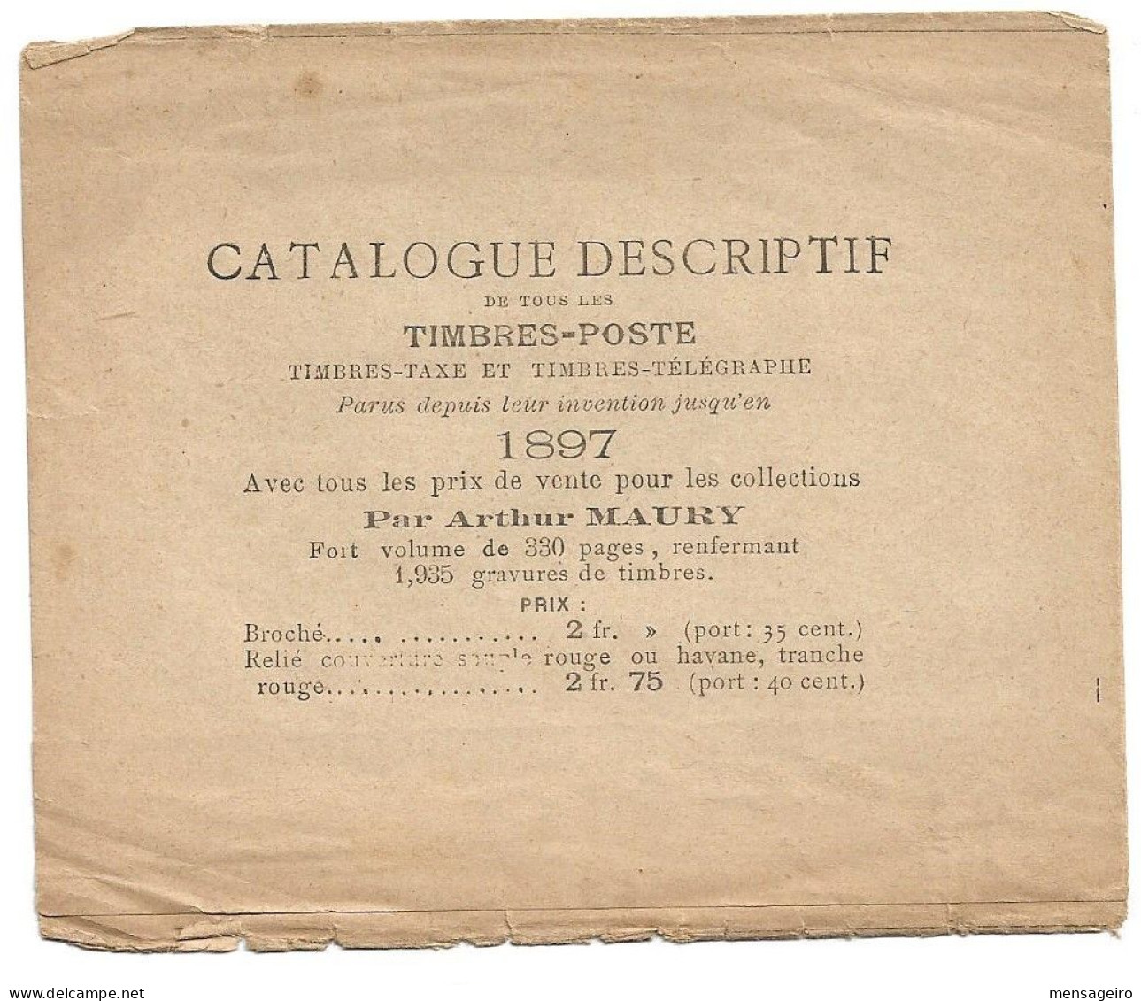 (C03) - PSEUDO ENTIER BANDE JOURNAL - MAURY DISTRIBUTEUR N°1 - 1897 - Pseudo-entiers Privés