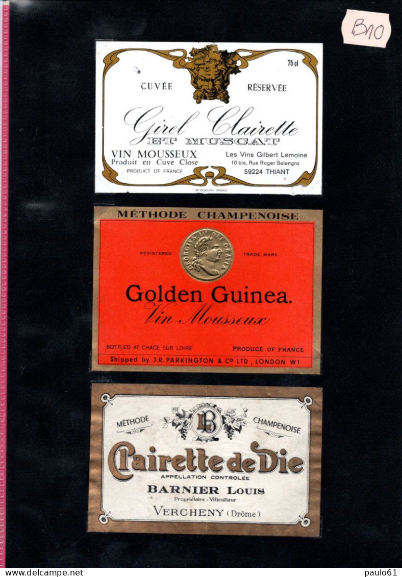 3 Etiquettes  Anciennes Grand Vin MOUSSEUX GIREL & GOLDEN GUINEA & BARNIER LOUIS  &  Lot B10 - Lots & Sammlungen