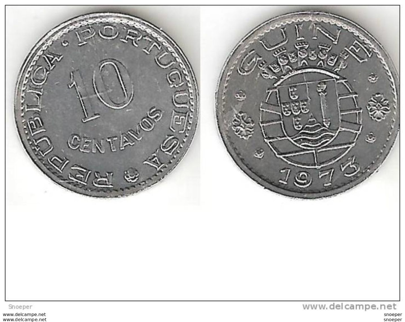 Guinea Bissau  Portuguese Guinea 10 Centavos 1973 Km 12 Unc !!!  Rare Coin !!!!! - Guinea Bissau