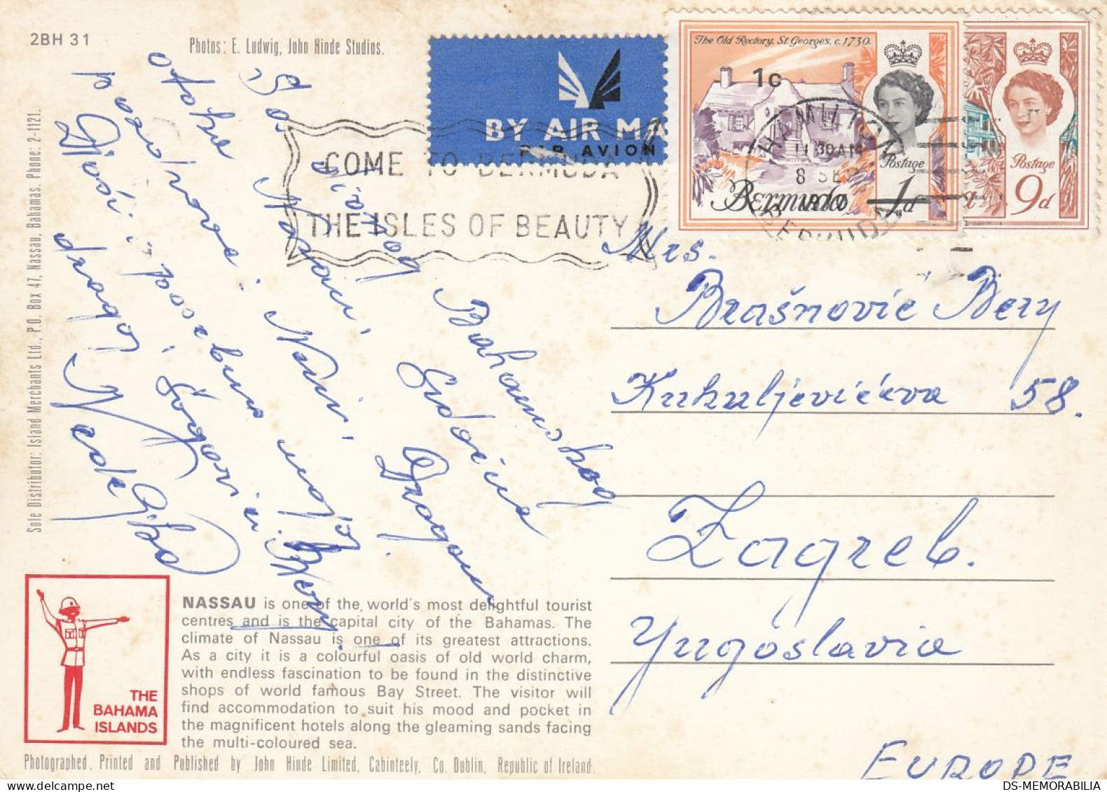Nassau Bahamas 1970 Sent To Yugoslavia With Stamps - Bahama's