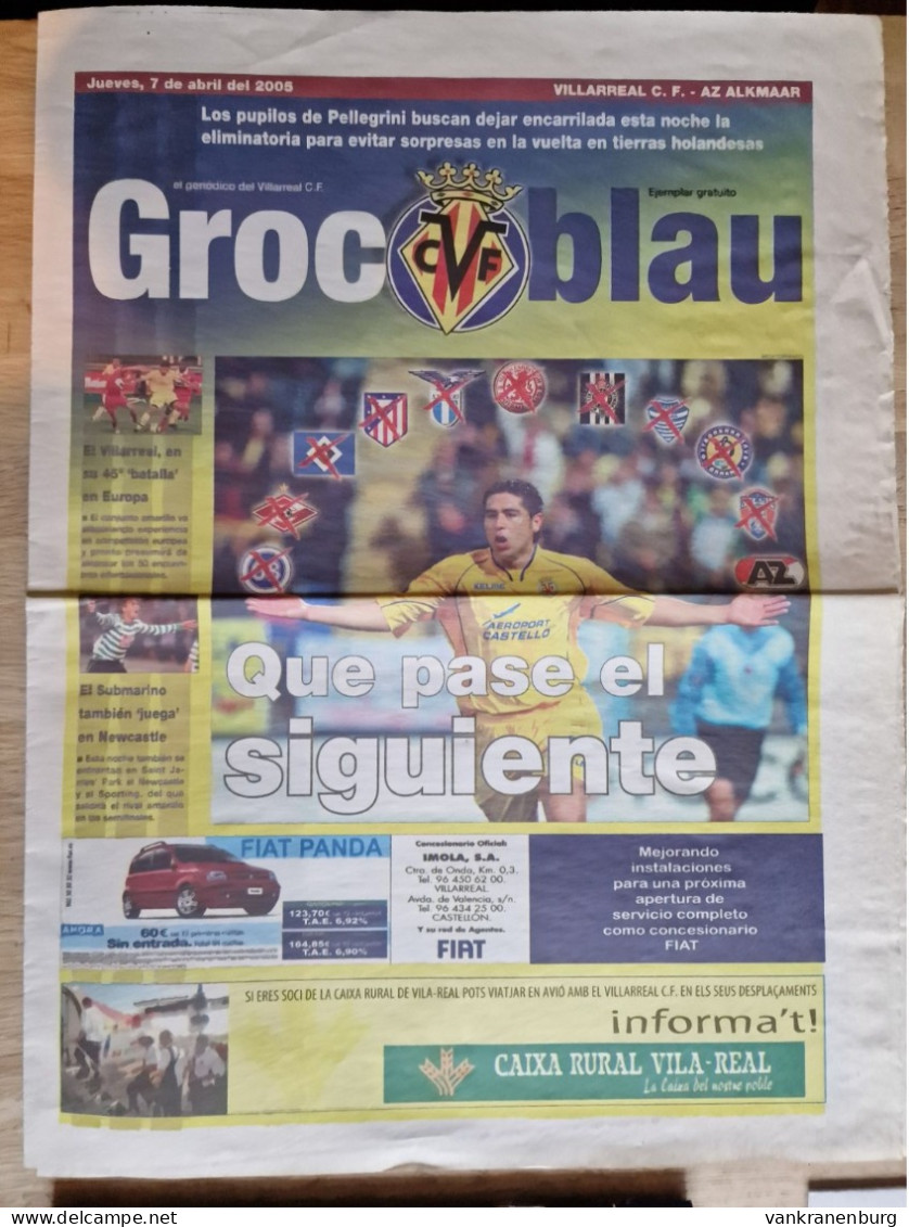 Programme Villarreal CF - AZ Alkmaar - 7.4.2005 - UEFA Cup - Holland - Football Soccer Fussball Calcio - Programm - Groc - Libros