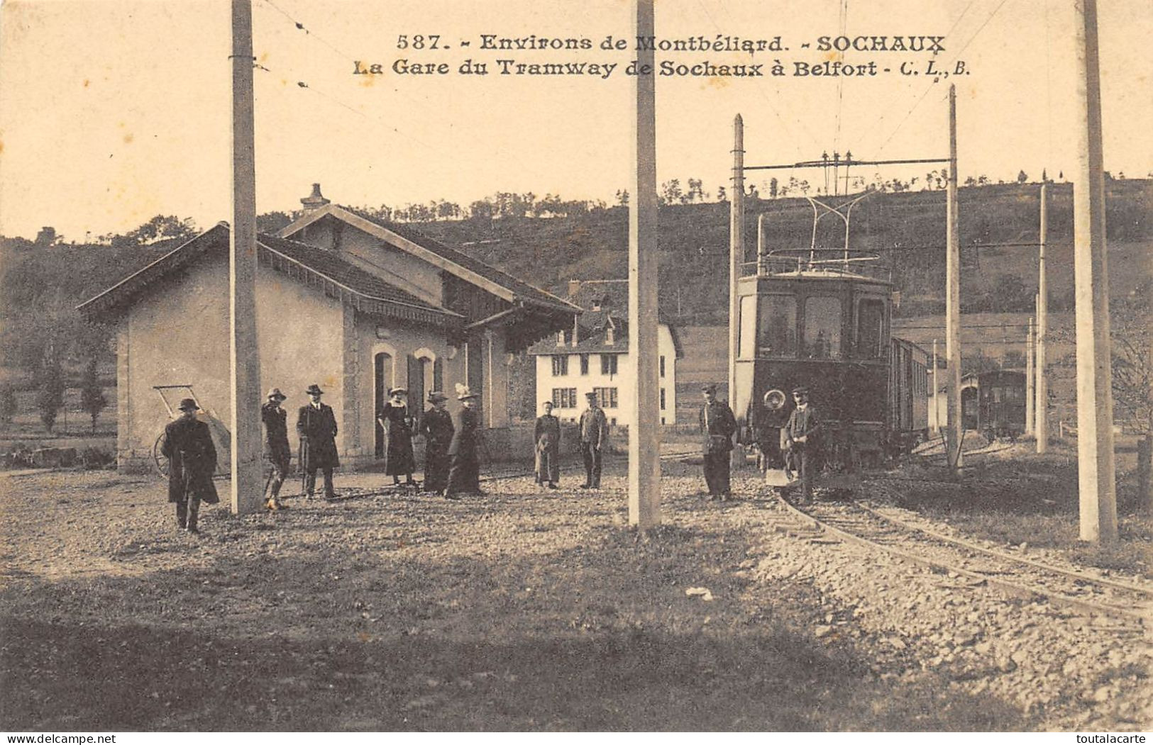 CPA 25 ENVIRONS DE MONTBELIARD SOCHAUX LA GARE DU TRAMWAY DE SOCHAUX A BELFORT - Sochaux