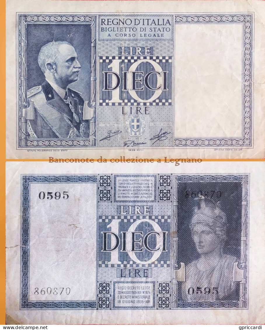 Banconota 10 Lire, Busto Vittorio Emanuele III - Italië – 10 Lire