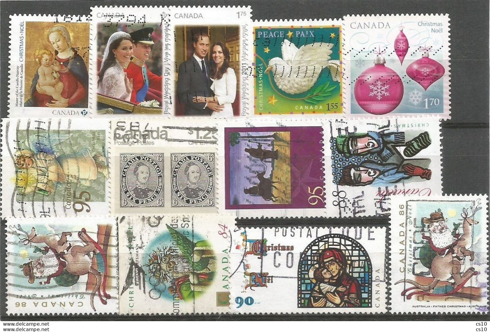 CANADA 5 Scans Lot Used Stamps With HVs Blocks Strips Etc In # 111 Pcs Incl. Hockey Dinosaurs Shania Twain & Permanents - Sammlungen