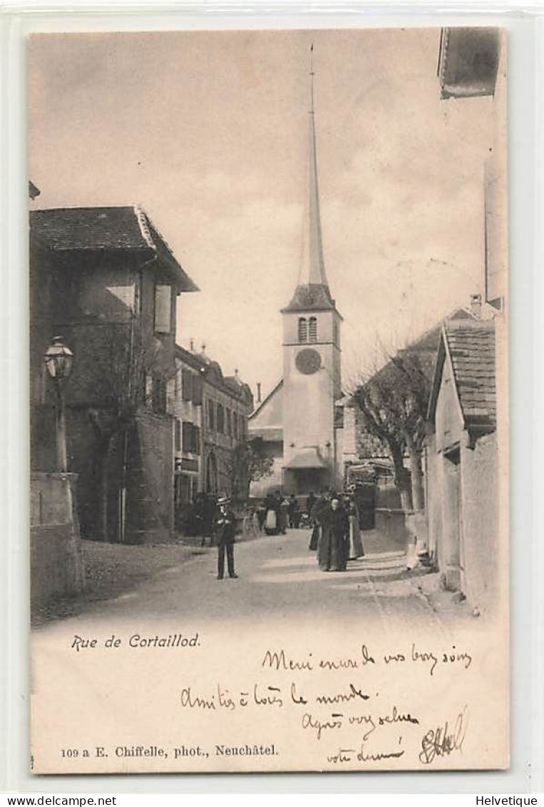 Rue à Cortaillod Animée 1901 - Cortaillod