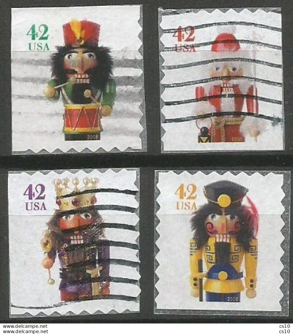 USA 2008  Holiday Nutcrackers - SC.# 4368/71 - Cpl 4v Set -  ATM Thin Paper - Used - 3. 1981-...