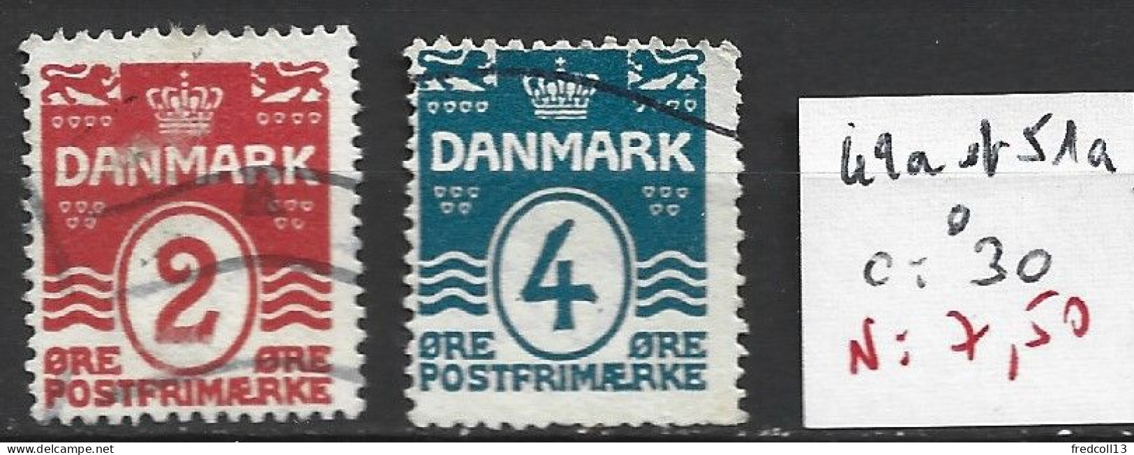 DANEMARK 49a & 51a Oblitérés Côte 30 € - Used Stamps