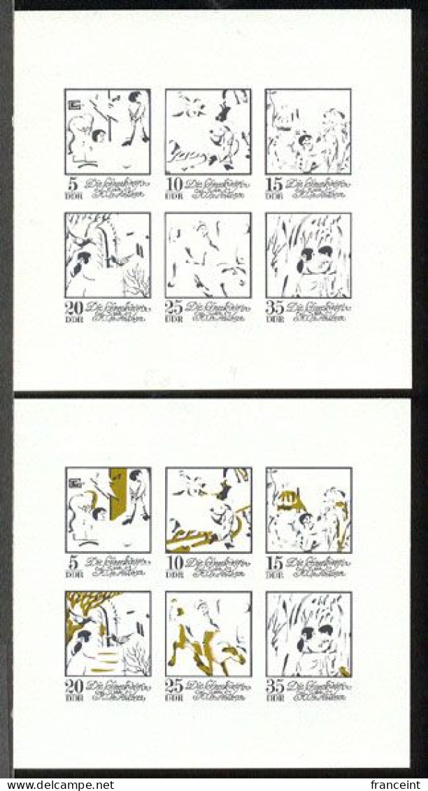 EAST GERMANY(1972) Snow Queen. Sleigh. Crows. Magic Garden. Set Of 6 Sheetlets Of 6 Stamps Showing Various Scenes From T - 1950-1970