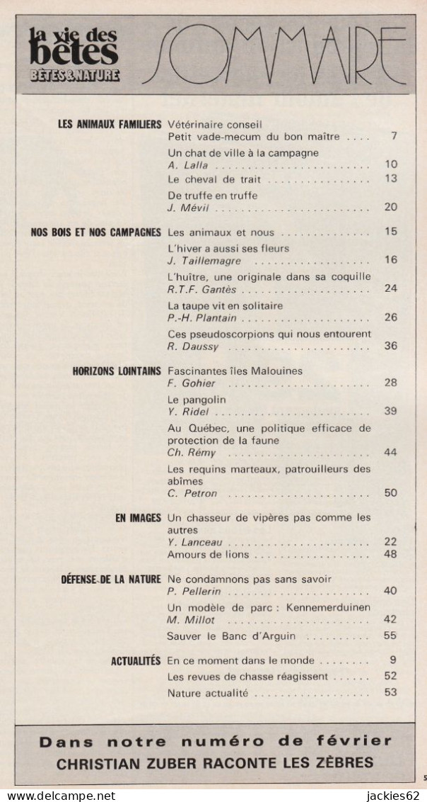 210/ LA VIE DES BETES / BETES ET NATURE N° 210 Du 1/1976, Voir Sommaire - Animals