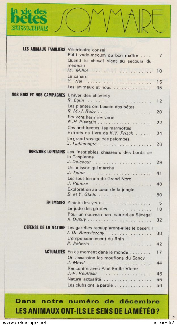 208/ LA VIE DES BETES / BETES ET NATURE N° 208 Du 11/1975, Voir Sommaire - Animaux