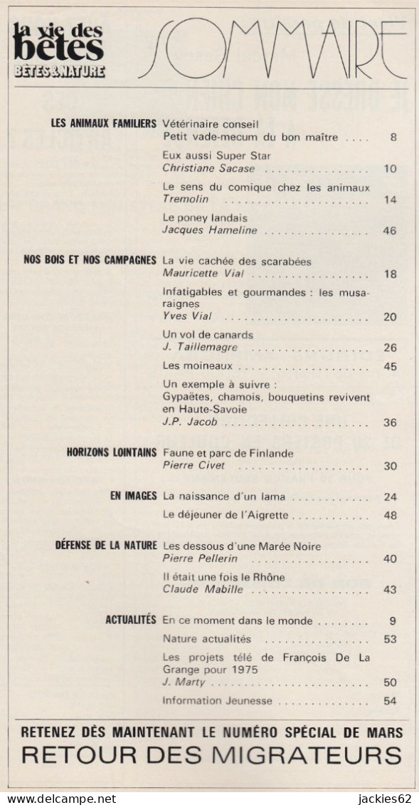 199/ LA VIE DES BETES / BETES ET NATURE N° 199 Du 2/1975, Voir Sommaire - Animaux