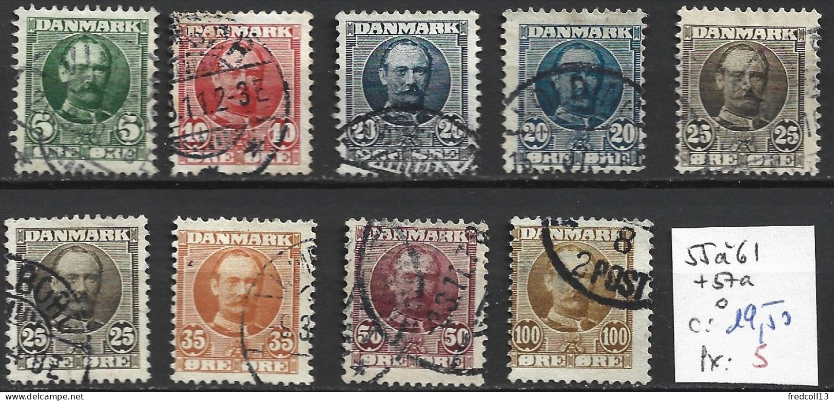 DANEMARK 55 à 61 + 57a Oblitérés Côte 19.50 € - Usati