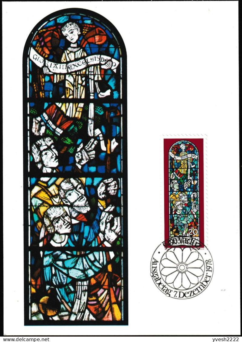 Liechtenstein 1978 Y&T 661 à 663. Série Sur CM. Noël, Vitraux De L'église De Triesenberg. Adoration Des Bergers Mages - Vidrios Y Vitrales