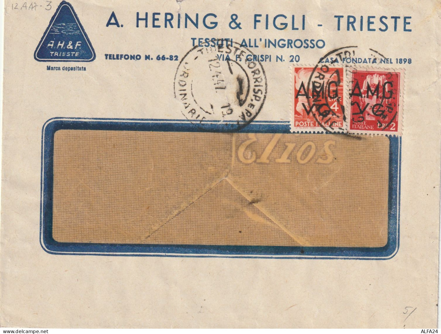 LETTERA 1947 4+2 AMG-VG TIMBRO TRIESTE FIRENZE (XT577 - Marcophilia