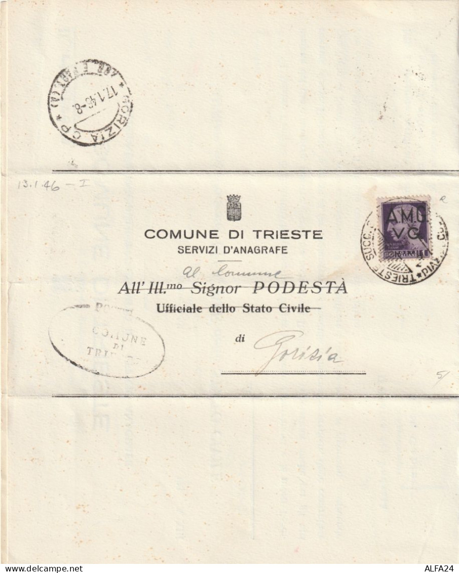 LETTERA 1946 L.1 AMG-VG TIMBRO GORIZIA TRIESTE (XT793 - Storia Postale