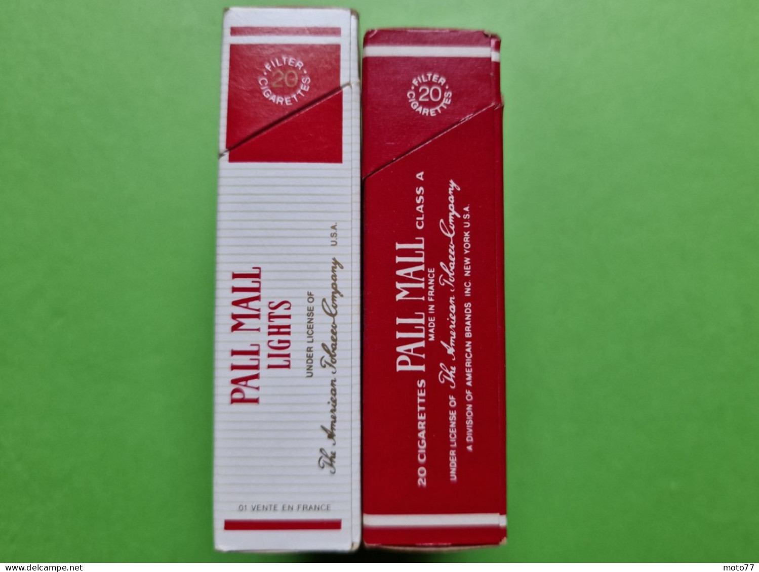 Lot 2 Anciens PAQUETS De CIGARETTES Vide - PALL MALL - Vers 1980 - Empty Cigarettes Boxes