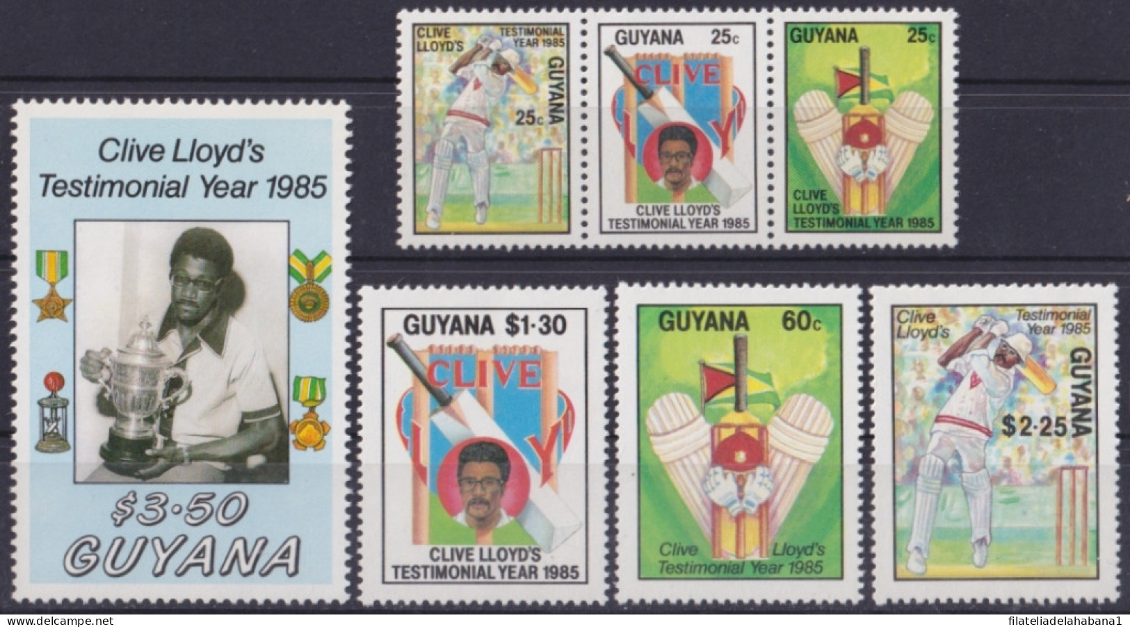 F-EX46866 GUYANA MNH 1985 CLIVE LLOYDS TESMINONIAL YEAR CRICKET.  - Cricket