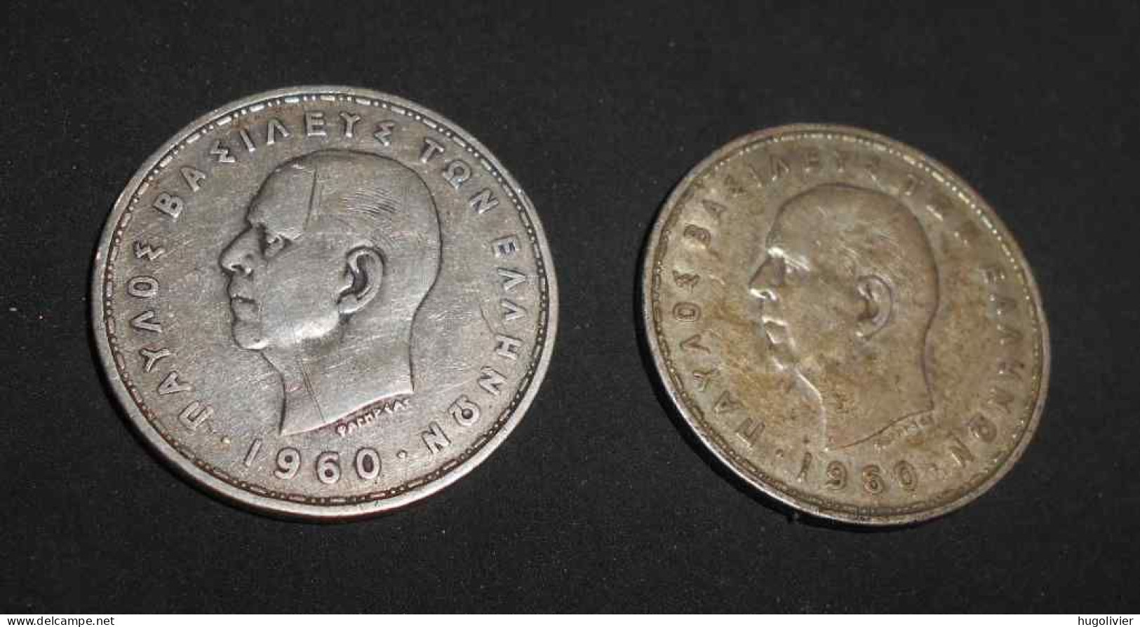 Lot 2 Monnaies Argent 20 Drachmes 1960 Grèce Paul 1 - Grèce