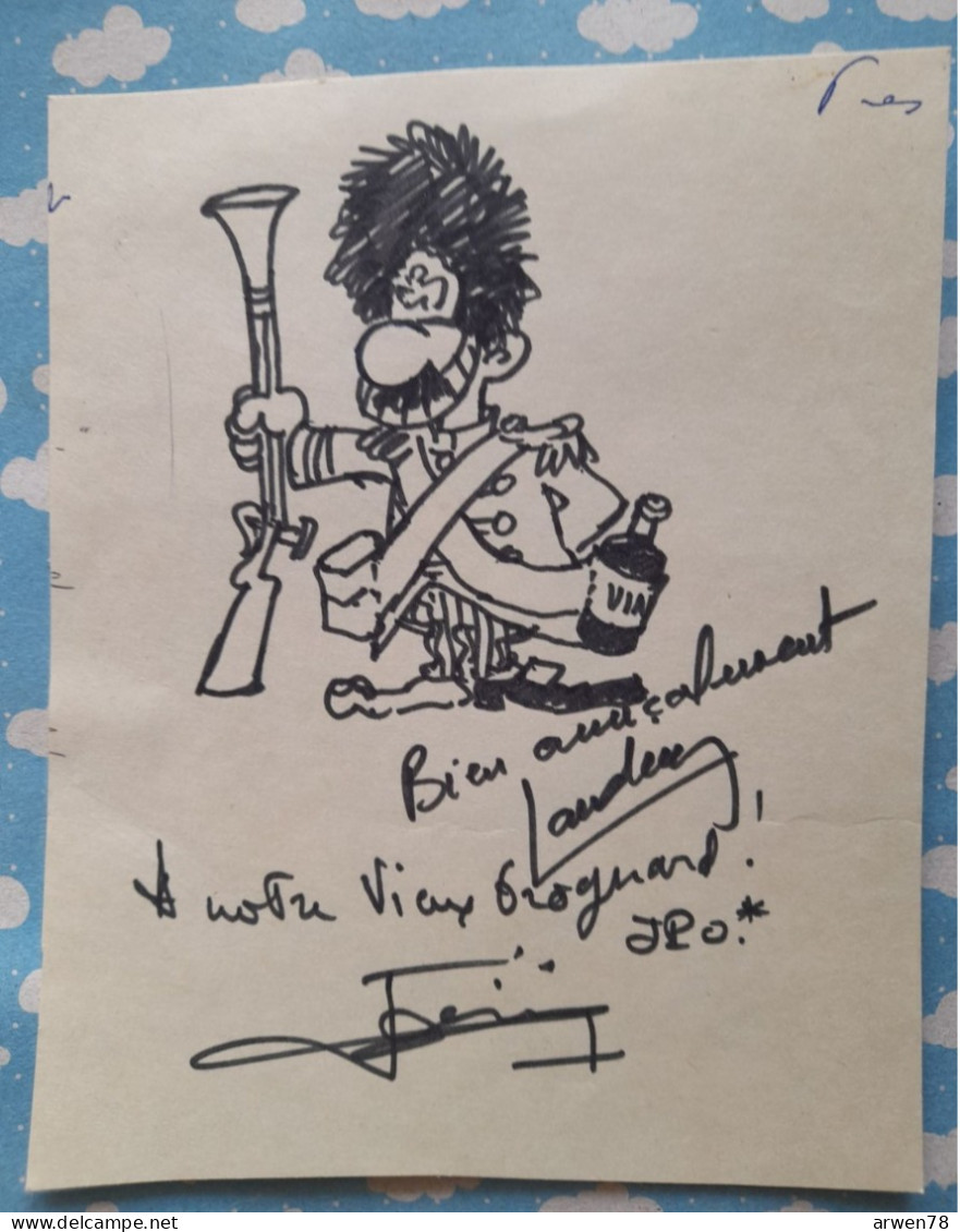 DESSIN CARICATURE DEDICASSE PAR LAUDEC BD Bande Dessinée  ( Cédric Avec RAOUL CAUVIN ) Un Grognard De La Garde NAPOLEON - Dediche