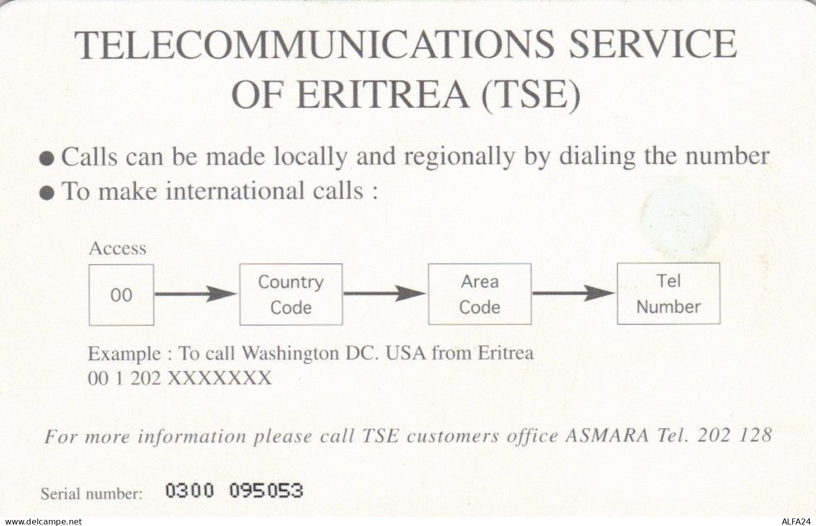 PHONE CARD-ERITREA (E48.18.8 - Erythrée