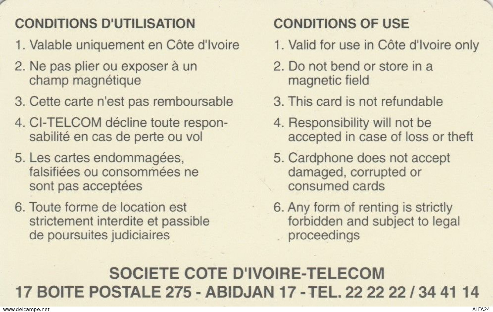 PHONE CARD-COSTA D'AVORIO (E48.8.3 - Ivoorkust