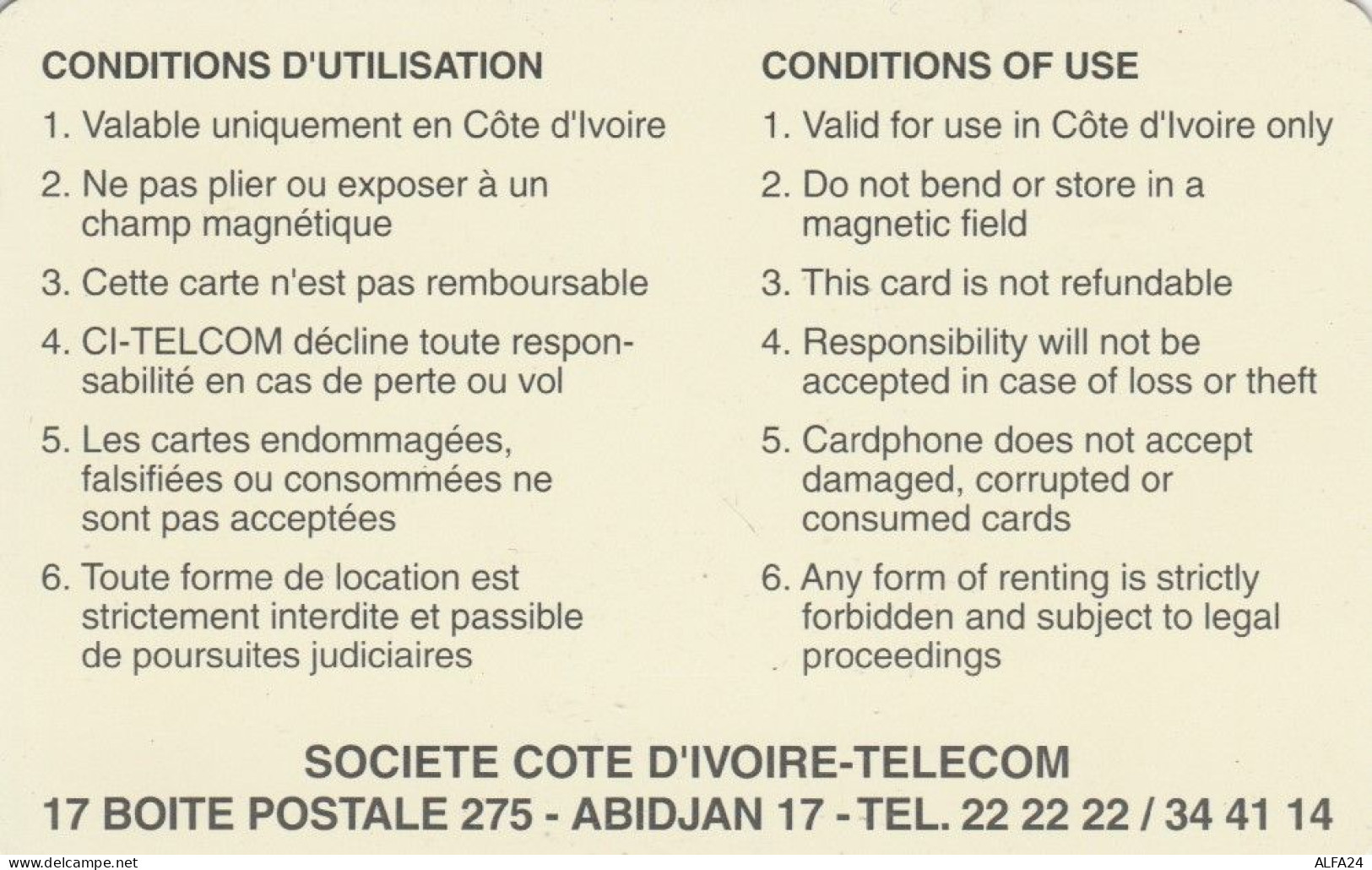 PHONE CARD-COSTA D'AVORIO (E48.8.3 - Côte D'Ivoire