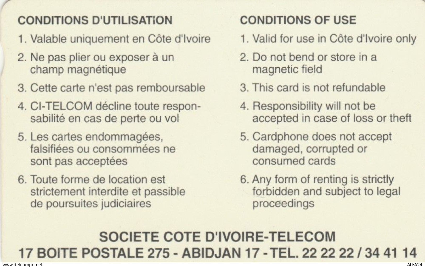 PHONE CARD-COSTA D'AVORIO (E48.8.4 - Côte D'Ivoire