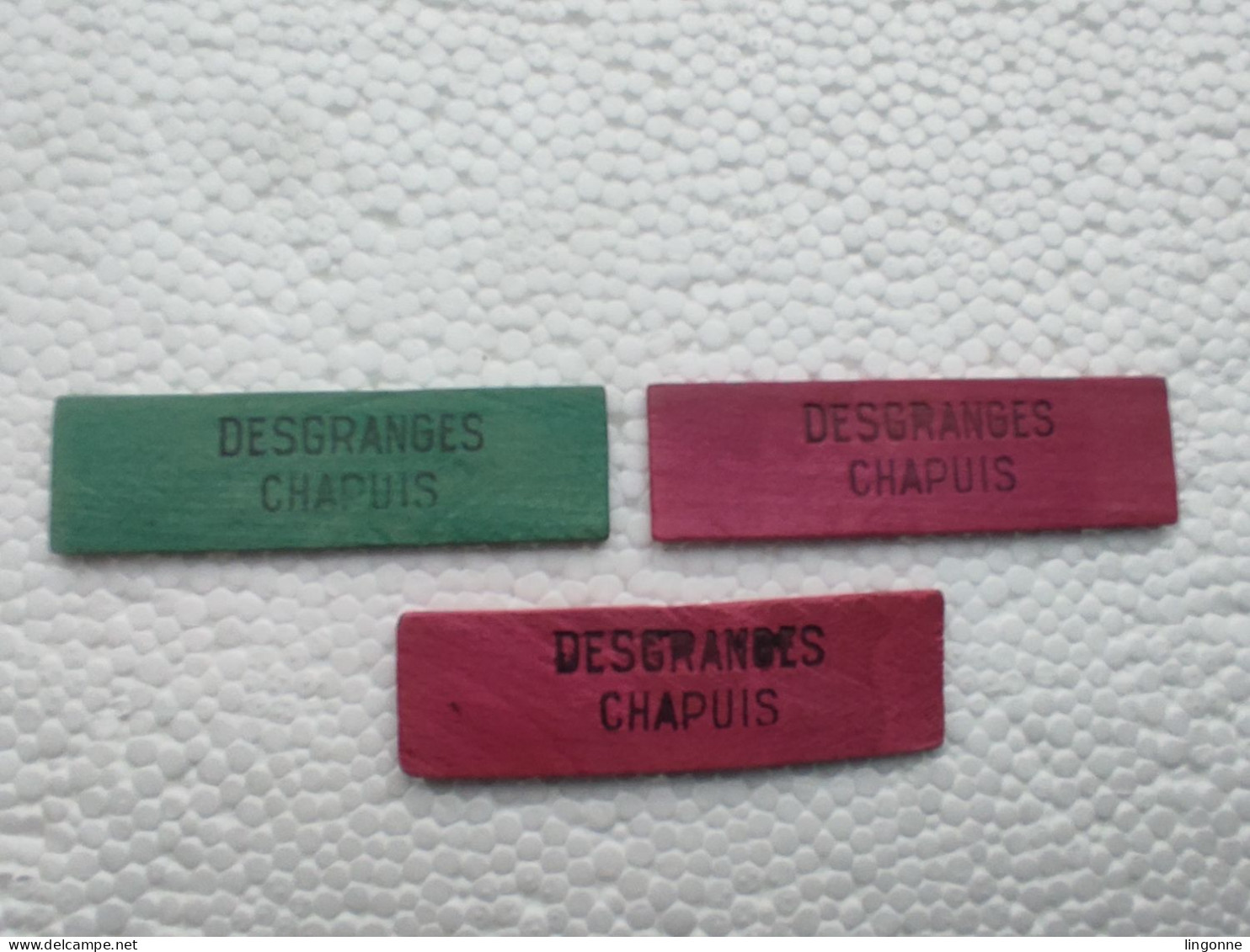 3 Jetons Publicitaires En Bois DESGRANGES CHAPUIS De L'autre Coté GUIGNORISCH (rose, Vert) - Alcoholes
