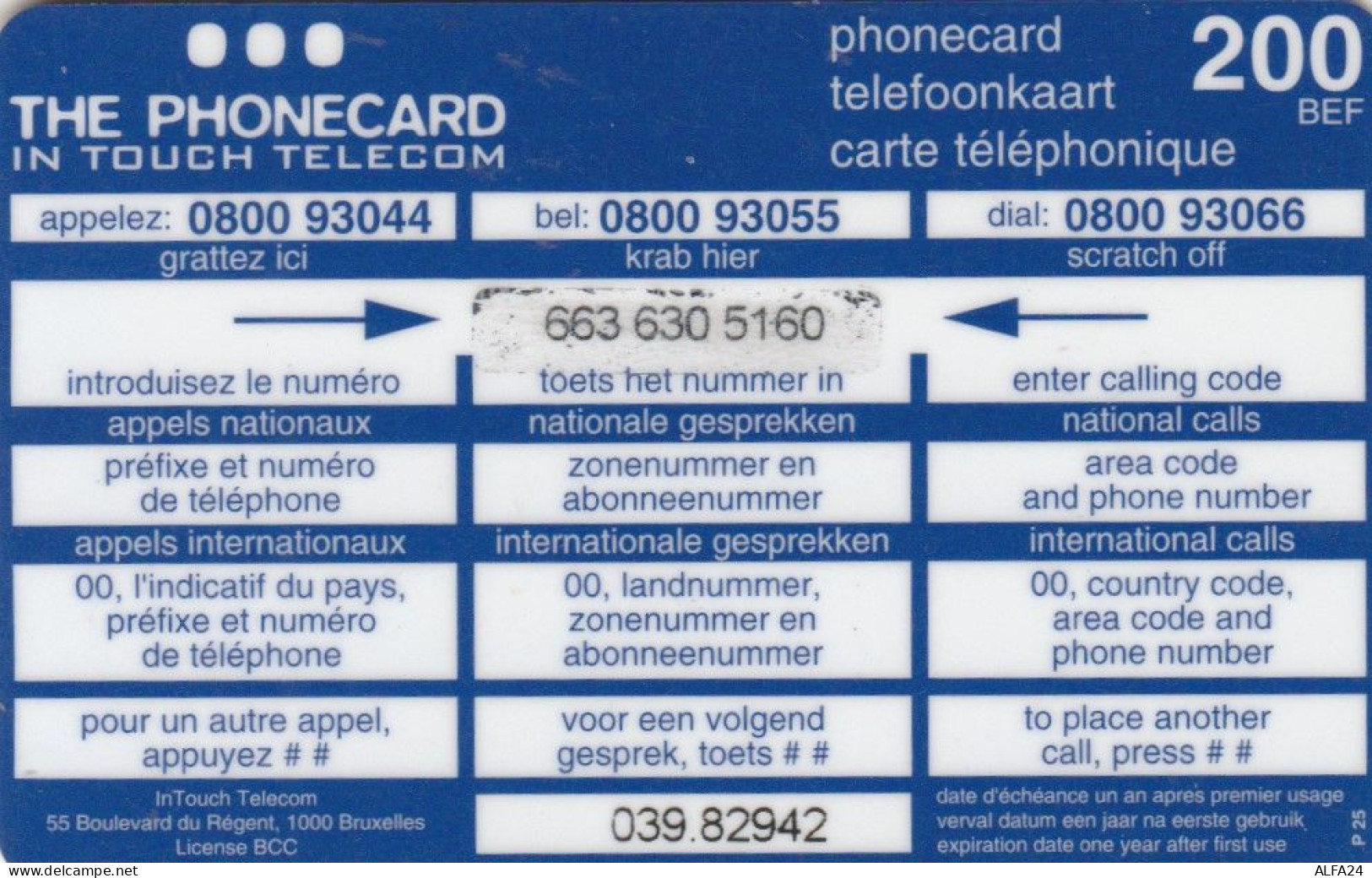 PREPAID PHONE CARD BELGIO (E49.48.2 - GSM-Kaarten, Herlaadbaar & Voorafbetaald