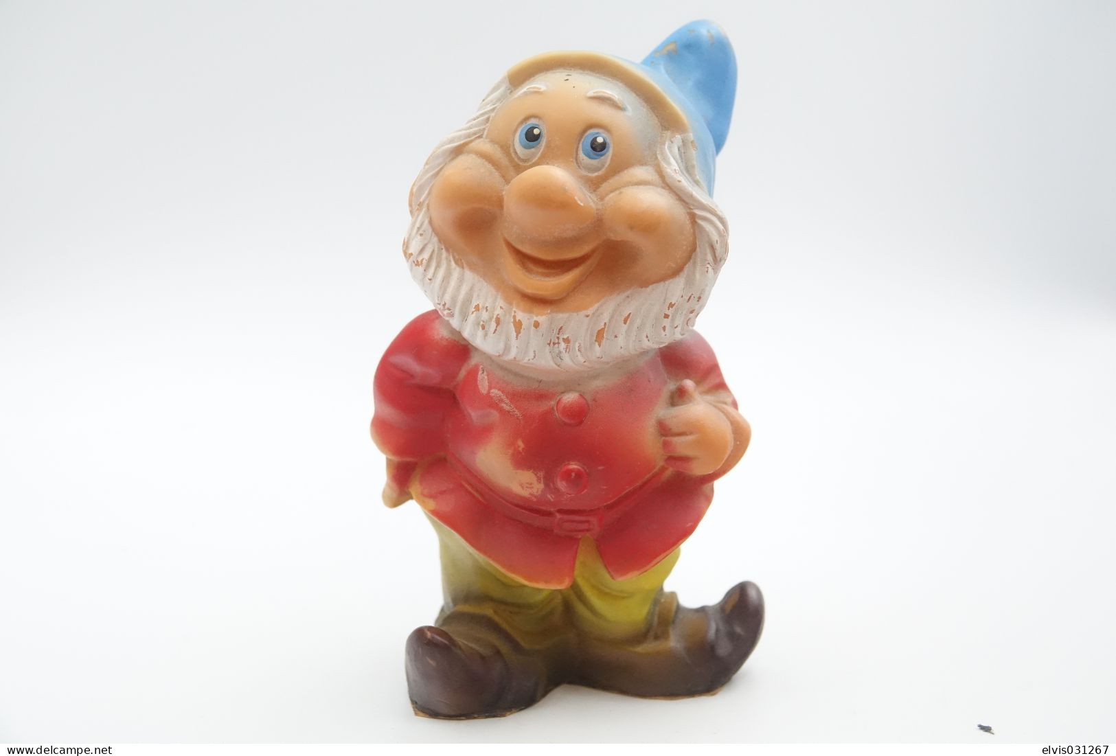 PIEPER POUET SQUEAKY:  DWARF DWERG NAIN - 1960's - L=13 - WALT DISNEY PRODUCTIONS - Rubber - Vinyl - Smurfs