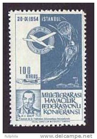 1954 TURKEY TURKISH AIR ASSOCIATION, THE INTERNATIONAL AERONAUTICAL FEDERATION CONFERENCE F.A.I. MNH ** - Charity Stamps