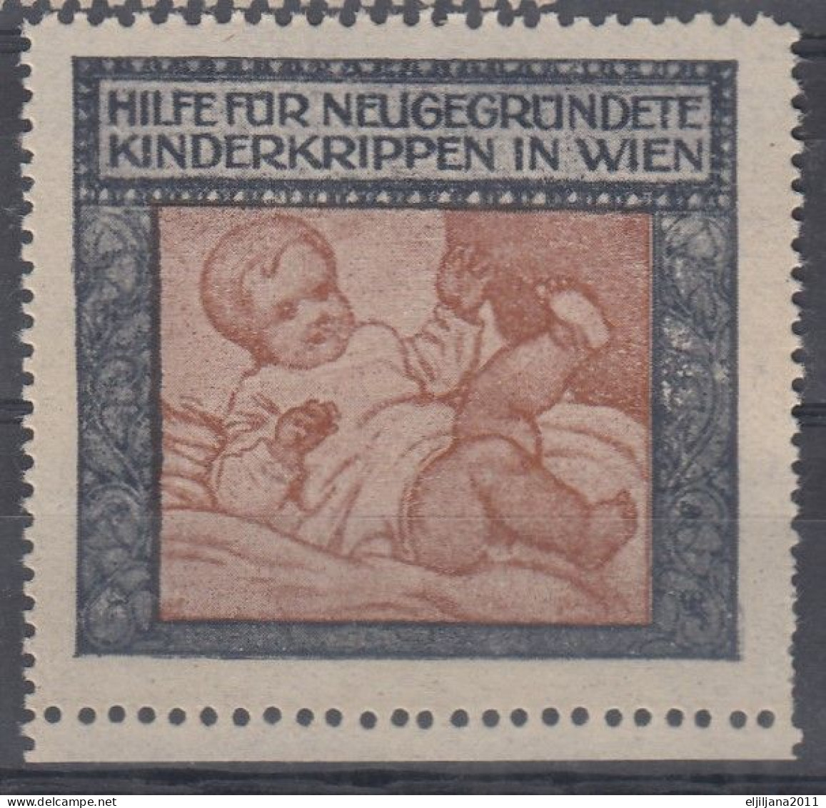 Austria / Österreich 1912 ⁕ HILFE Für Neugegründete / Kinderkrippen In Wien ⁕ 9v MNH Cinderella Stamp Vignette / Shades - Erinnophilie