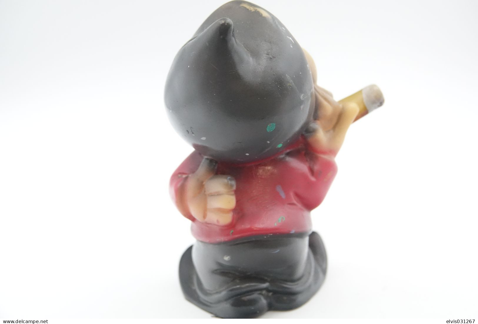 PIEPER POUET SQUEAKY:  DWARF DWERG NAIN GNOME Troubadour SET OF 6 - 1950's West Germany - L=12 - Rubber - Vinyl - Smurfen