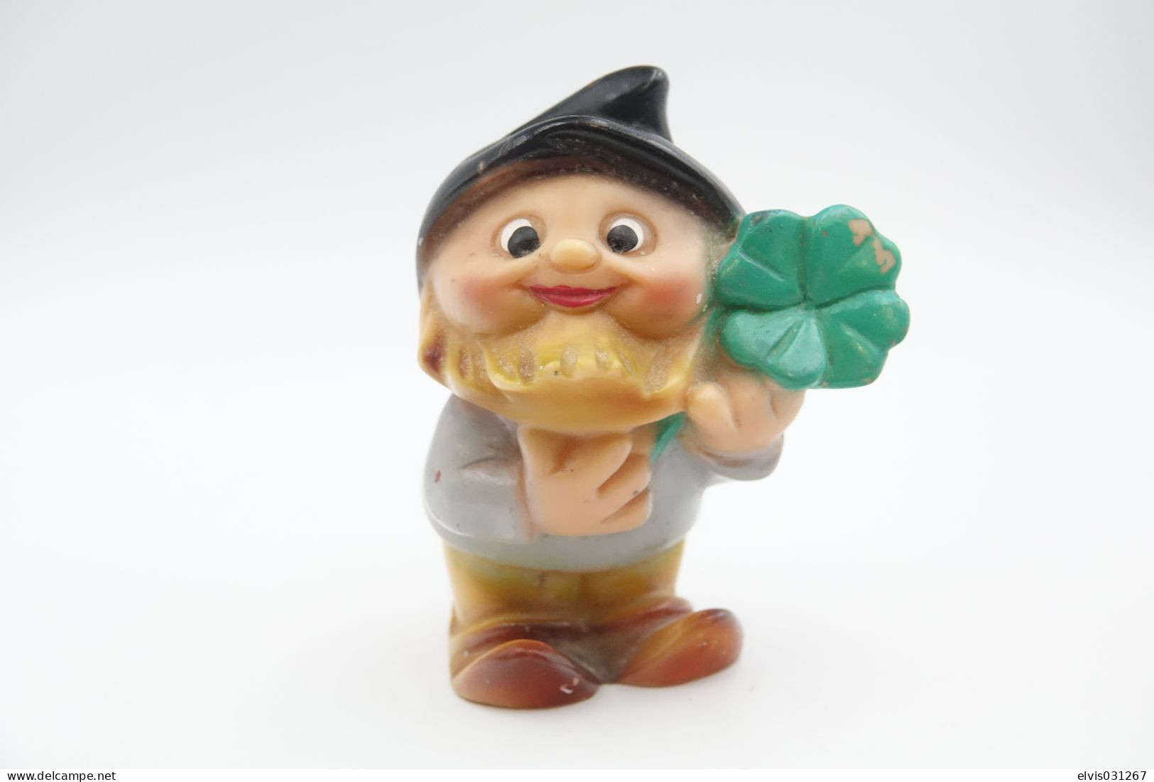 PIEPER POUET SQUEAKY:  DWARF DWERG NAIN GNOME Troubadour SET OF 6 - 1950's West Germany - L=12 - rubber - vinyl