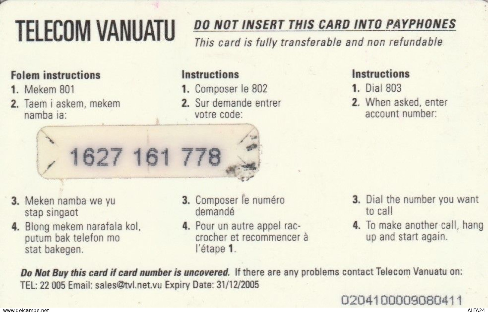 PREPAID PHONE CARD VANAUTU (E50.9.5 - Vanuatu