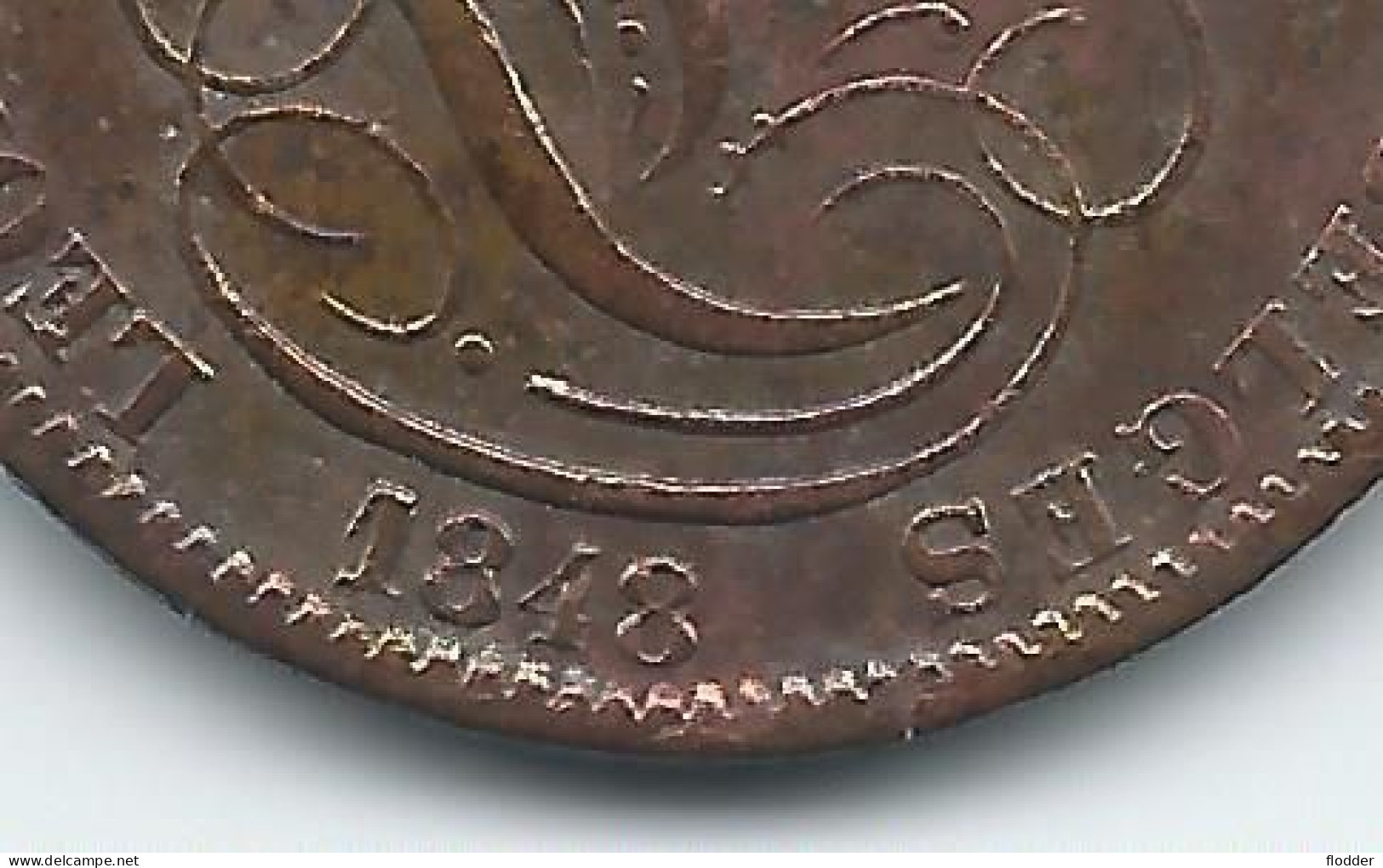 5 Centimes 1848 , Dubbele 1 In Jaartal - 5 Cents