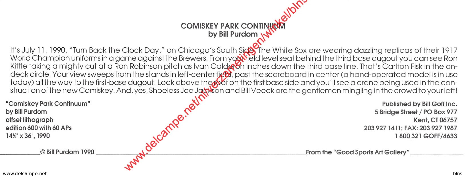 Comiskey Park Cintinuum By Bill Purdom - Baseball - 22x8,5cm - Honkbal